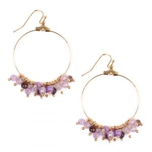 Purple Dangling Natural Stone Earrings